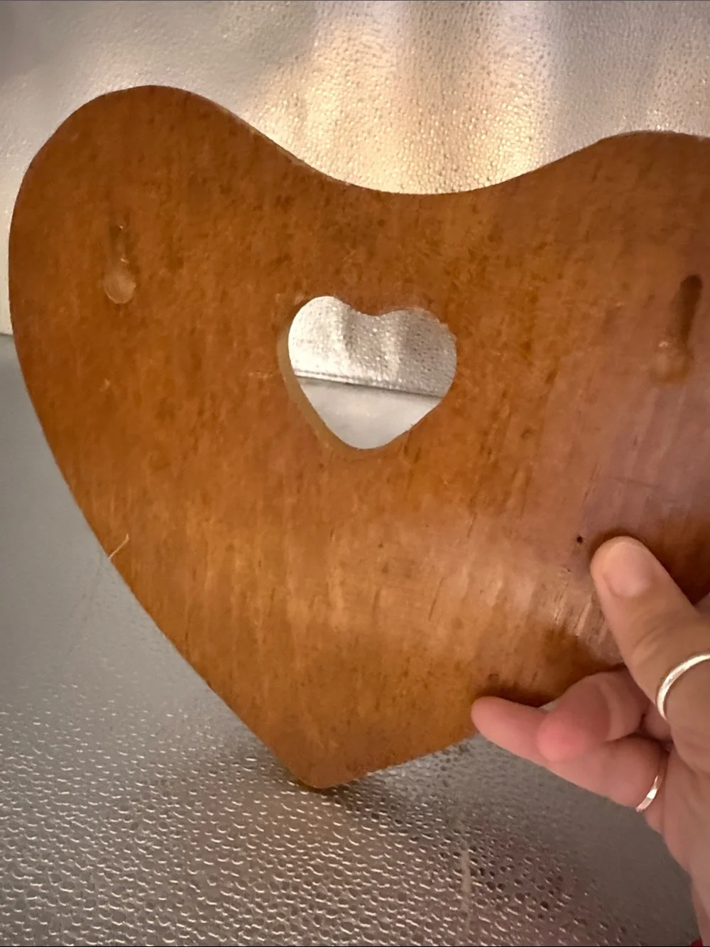 Vintage Wooden Heart Wall Hook - Natural Brown